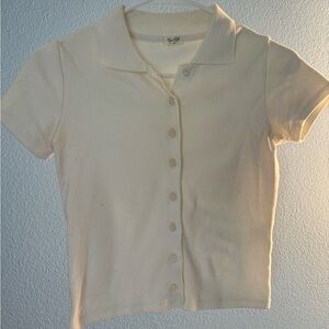 Brandy Melville White Button Up Crop Top
